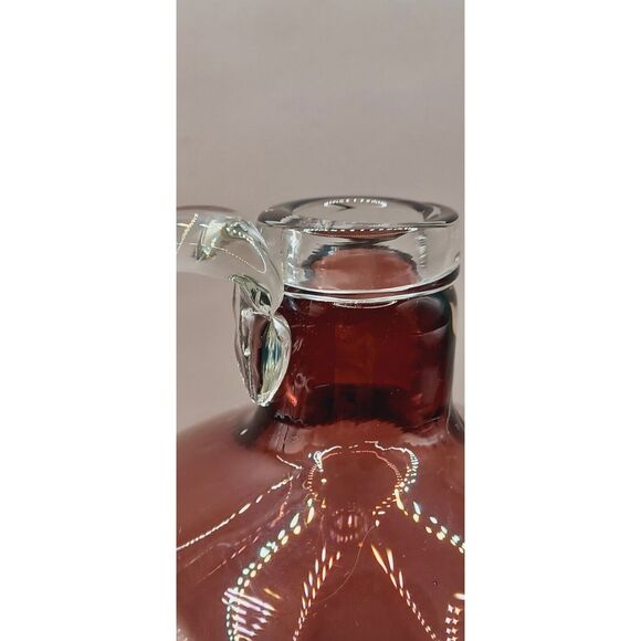 Amethyst Glass with Applied Clear Lip and Handle Hand Blown 10.5" Jug Vase - Picture 9 of 16